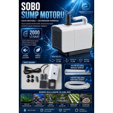Sobo Sump Motoru - Kafa Motoru - Devirdaim Pompası - 2000 Lt/saat - 30 cm Su Çıkış Borusu - 1 Metre Hava Hortumu Hediye