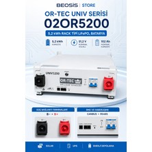 Or-Tec Unıv Serisi 02OR5200 5.2 Kwh 51.2 V 102 Ah Rack (Kaset) Tipi Lifepo4 Batarya
