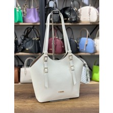 V'SHINE Model 3106 - Tokalı Büyük Boy Çanta - Beyaz
