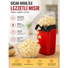 Smayling 1200W Sıcak Hava Patlamış Mısır Makinesi Yağsız Popcorn Mısır Patlatma Makinesi Ölçü Kaplı