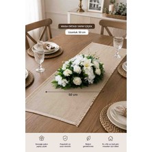 Ecrella 50 cm Yapay Çiçek Masa Ortası Aranjmanı Beyaz Gül ve Lilyumlu Dekoratif Salon & Davet Süsü
