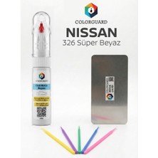 COLORGUARD Nissan 326 Süper Beyaz Rötuş Seti - 2 si 1 Arada İğne ve Fırça Uçlu Şişe, Rötuş Çeliği ve Rötuş Çubuğu