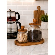 Arlina Home Kids 700ML-950ML Akasya Kapaklı Akasya Altıklı Cam Kavanoz Seti