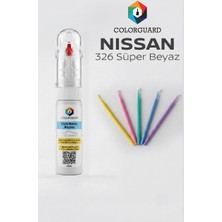 COLORGUARD Nissan 326 Süper Beyaz Rötuş Boyası ve 5'li Rötuş Çubuğu Hassas Uygulama Seti