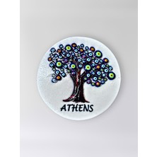 Mundy Athens ( Atina ) Polyester Kabartmalı  Magnet  Çap: 6,5 cm  – Dekoratif Hediyelik Buzdolabı Süsü  (KOD:1828)