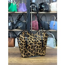 V'SHINE Model 3106 - Tokalı Büyük Boy Çanta - Leopar Sarı