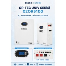 Or-Tec Unıv Serisi 02OR5100 5.1 Kwh 51.2 V 100 Ah Duvar Tipi Lifepo4 Batarya