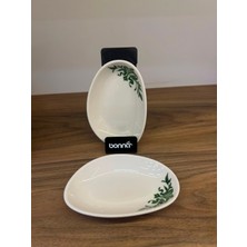 Bonna Lavis Green Vago Oval Kayık Tabak 15*8.5 cm 140 cc 2'li Meze/reçel/bal/kahvaltı/aperatif