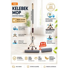 Dofix Kelebek Sıkma Mekanizmalı Mikrofiber Mop Sünger Sıkmalı Mop Uzun Boylu Yedek Süngerli 1+1