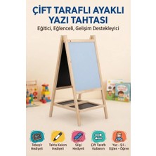 Farbu Kutulu Çift Taraflı Ayaklı Yazı Tahtası ve Tebeşir Tahta Kalemi Silgi Eğitici Çizim Seti