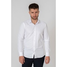 White Stone Verona G186 Pamuklu Regular Fit Düz Gömlek Beyaz
