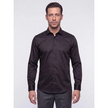 White Stone Siyah Non-Iron Pamuklu Dynamic Fit Erkek Uzun Kollu Gömlek