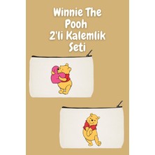 Designedfy Winnie The Pooh 2'li Makyaj Çantası Avantaj Seti, Kalemlik, Cüzdan, Bez Çanta
