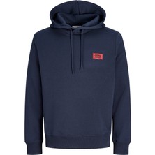 Jack & Jones Erkek Gögüs Baskili Regular Fit Kagüsonlu Sweatshirt - Rush