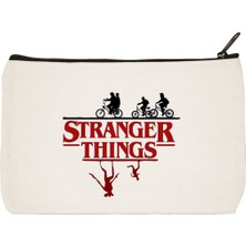 Designedfy Stranger Things 3 Baskılı Bez Makyaj Çantası, Kalemlik, El Çantası
