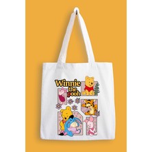 Designedfy Winnie The Pooh Baskılı Su Geçirmez Bez Çanta