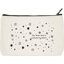 Designedfy You Drew Stars Baskılı Bez Makyaj Çantası, Kalemlik, El Çantası
