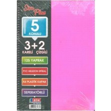 Simplus A4 3+2 125 Yaprak Plastik Kapak Spiral Ayraçlı Defter ( Kapak Rengi Stoktan Rastgele ! )