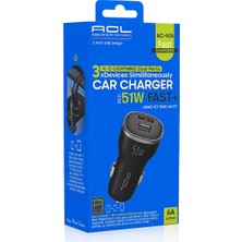 3 Girişli Araç Içi Şarj Soketi 51W – Hızlı Şarj, USB + Type-C, 3 Cihaz Desteği