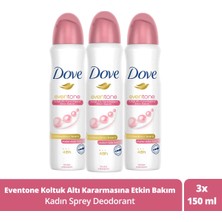 Dove Kadın Sprey Deodorant Eventone 1/4 Nemlendirici Krem Etkili Kalendula Özü 150 ml X3 Adet