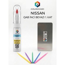 COLORGUARD Nissan QAB İnci Beyazı 1. Kat Rötuş Seti - 2 si 1 Arada İğne ve Fırça Uçlu Şişe, Rötuş Çeliği ve Rötuş Çubuğu