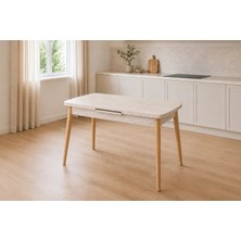 Vivense Avanos Ahşap Ayak Açılır Kapanır Mdf Mutfak Masası, 70X120+30 Cm, Bej Naturel