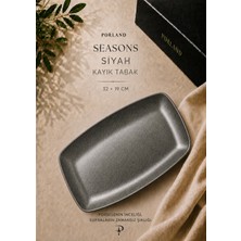 Porland Seasons Siyah Kayık Tabak 32X19 cm Porselen Sunum