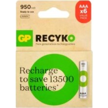 Gp Aaa 950 Mah Şarjlı Ince Kalem Pıl 4+2'lı Paket GP100AAAHCE4-2BB