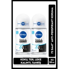 Nivea Kadın Roll-On Deodorant Black&white Invisible Pure 50ML, 72 Saat Anti-Perspirant Ter Koruma, X2 Adet