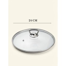 Empressco Isıya Dayanıklı Cam Tencere Tava Kapağı - Metal Kulplu Buhar Delikli Yedek Kapak 24 cm