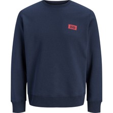 Jack & Jones Erkek Gögüs Baskili Regular Fit Bisiklet Yaka Sweatshirt - Rush