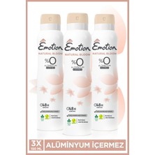Emotion Natural Bloom Kadın Alüminyumsuz Vegan Deodorant 3X150ML Hızlı Kurur, Leke Bırakmaz