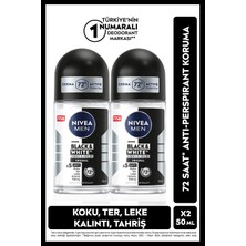 Nivea Men Erkek Roll-On Deodorant Black&white Invisible Original 50ML, 72 Saat Anti-Perspirant, X2 Adet