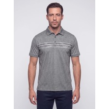White Stone Siyah Mikro Desenli Regular Fit Erkek Polo Yaka Tişört