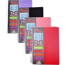 Simplus A4 7+3 250 Yaprak Plastik Kapak Spiral Ayraçlı Defter ( Kapak Rengi Stoktan Rastgele ! )