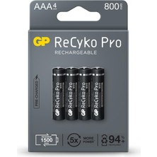 Gp Aaa 800 Mah Şarjlı Ince Kalem Pıl 4'lu Paket Recyko