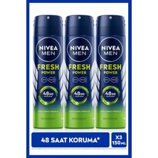 Nivea Men Erkek Sprey Deodorant Fresh Power 150ML, Ter Korumasına Karşı 48 Saat Koruma, X3 Adet,