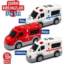 SmartFox 3'lü Kırılmaz Acil Durum Araçları Sürtmelı Polis Itfaiye Ambulans Çocuk Oyuncak Seti