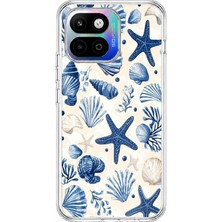 TechTree General Mobile Gm 26 One 5g Uyumlu Mavi Deniz Kabuğu ve Yıldız Desenli Baskılı Silikon Kılıf