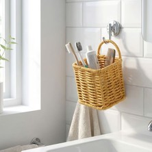 Go İthalat Plastik Rattan Hasır Görünümlü Kare Kulplu Çok Amaçlı Organizer  10x10 cm.