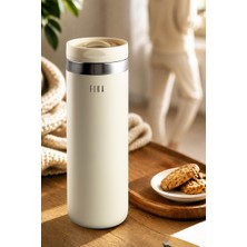 Neoflam Fika Tauko Sızdırmaz Kolay Sökülebilir Temizlenebilir Patentli Kapak Çelik Bardak Termos 470 ml - Bej