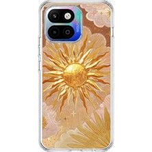 TechTree General Mobile Gm 26 One 5g Uyumlu Altın Güneş ve Yıldız Desenli Baskılı Silikon Kılıf