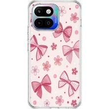 TechTree General Mobile Gm 26 One 5g Uyumlu Pembe Fiyonk, Çiçek ve Puantiye Baskılı Silikon Kılıf