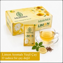 Mervmix Limonlu Bitkisel Diyet Çay -Yeşil Çay, Mate ve Kiraz Sapı Ekstraktlı Bitkisel Çay – 30 Saşe