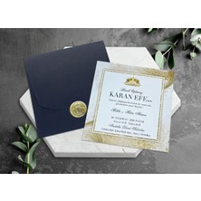 Taç Desenli Renkli Zarflı Sünnet Davetiyesi (100 Adet)