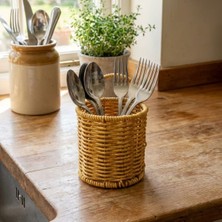 Go İthalat Plastik Rattan Hasır Görünümlü Yuvarlak Çok Amaçlı Organizer  10 Cm.