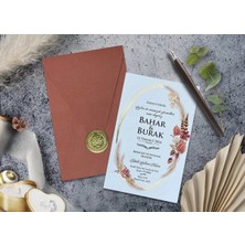 Altın Yaldızlı Düğün, Nikah, Nişan, Kına Davetiyesi (100 Adet)