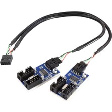Alfais 6072 Anakart Iç USB Hub 9 Pin Header 1x4 Çoğaltıcı Port Genişletici Panel Rgb Dişi