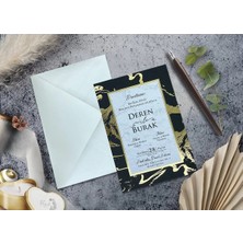 Altın Yaldızlı Düğün, Nikah, Nişan, Kına Davetiyesi (100 Adet)