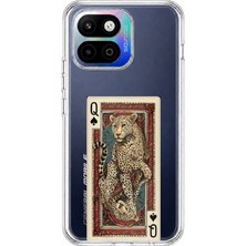 TechTree General Mobile Gm 26 One 5g Uyumlu Iskambil Kağıdı Tasarımlı Leopar Portre Baskılı Silikon Kılıf